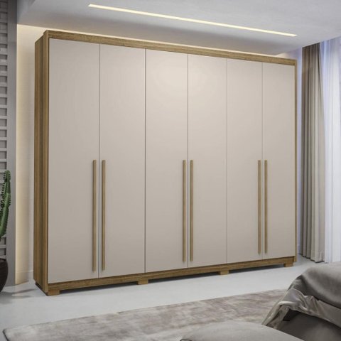 Guarda Roupa Casal 6 Portas 3 Gavetas Dubai Majestic - Nature/fendi