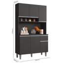 Ver imagem 3 de Kit Cozinha Lira 105cm 6 Portas 1 Gaveta Cinza