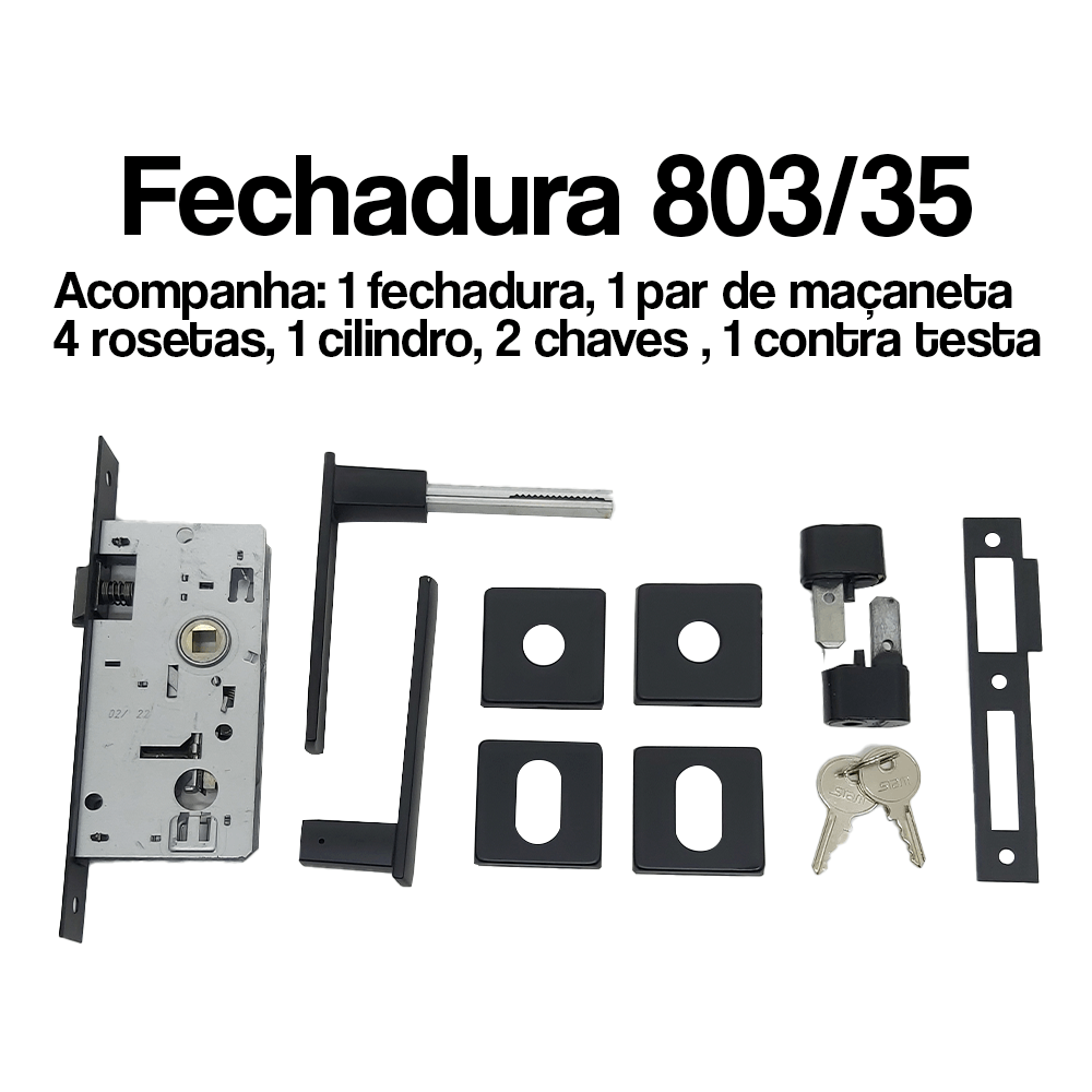 Fechadura Externa Porta Ferro Madeira Preto Fosco Stam Fech 803/35 Rq1 Preto Fosco (g) - 5