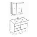 Ver imagem 5 de Conjunto de Banheiro Gabinete Suspenso 3 Gavetas com Espelheira e Cuba Modena