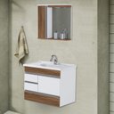 Ver imagem 2 de Conjunto de Banheiro Gabinete Suspenso 3 Gavetas com Espelheira e Cuba Modena