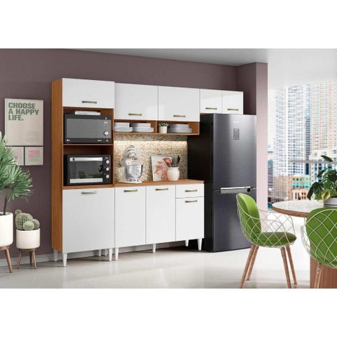 Cozinha Compacta Atenas 9 Portas 1 Gaveta - Cinamomo Branco - Aramóveis