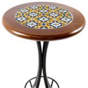 Ver imagem 2 de Cj Mesa Madeira Azulejo 60cm - Bistrô Fixa 98cm + 3 Banquetas 73 - Natural - Anos Dourados