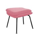 Ver imagem 6 de Poltrona Womb Chair com Puff Linho Base Preta Linha Premium Sala Quarto Leitura Moderna Luxo - Rosa