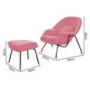 Ver imagem 4 de Poltrona Womb Chair com Puff Linho Base Preta Linha Premium Sala Quarto Leitura Moderna Luxo - Rosa