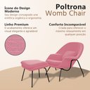 Ver imagem 3 de Poltrona Womb Chair com Puff Linho Base Preta Linha Premium Sala Quarto Leitura Moderna Luxo - Rosa