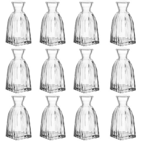 Kit 12 Vasos Transparentes Vidro 5x11cm Wolff Decoração Flores Jarro Vasinho Centro de Mesa
