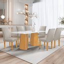 Ver imagem 1 de Conjunto Mesa Stella Ripada 170cm com 6 Cadeiras Canela Tampo Smart Plus com Vidro