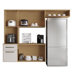 Kit Completo de Armário Aéreo Clean 6p Cozinha P Apartamento:freijo Off White - 4
