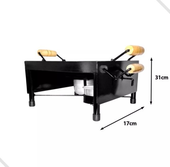 Churrasqueira Fogareiro a Álcool Chapa Ferro Multi P/ Mesa - 7