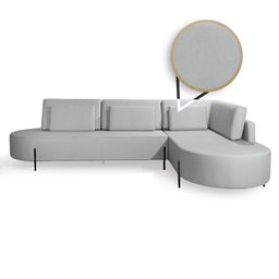 Sofá 4 Lugares com Chaise Direito Austrália Linho 293cm Redenobre Cor:cinza Claro; - 3