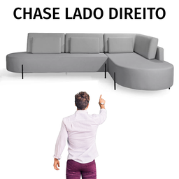 Sofá 4 Lugares com Chaise Direito Austrália Linho 293cm Redenobre Cor:cinza Claro; - 7