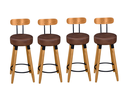 Ver imagem 1 de Kit 4 Banquetas Redonda Alta Bar Pés Palito Madeira - Marrom Madereves