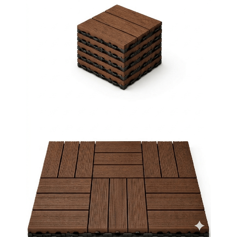 Kit 44 Peças Deck Modular Plástico 30x30 Quintal Piscina Box Madeira Frisado