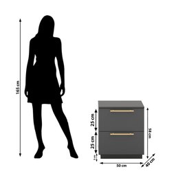 Mesa de Cabeceira 2 Gavetas 50cm Dubai Moderna:alasca - 6