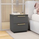 Ver imagem 2 de Mesa de Cabeceira 2 Gavetas 50cm Dubai Moderna:alasca