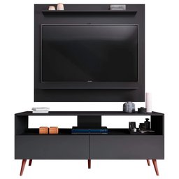 Rack Bancada com Painel P/ Tv até 50 Polegada Preto - Belliv Decor - 2