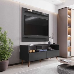 Rack Bancada com Painel P/ Tv até 50 Polegada Preto - Belliv Decor - 3