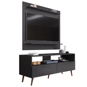 Rack Bancada com Painel P/ Tv até 50 Polegada Preto - Belliv Decor