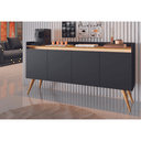 Ver imagem 2 de Aparador Buffet Gold Retrô com 4 Portas Preto com Mel Primus