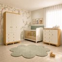 Ver imagem 1 de Quarto de Bebê Completo Berço, Guarda-Roupa e Cômoda MDF Mimo Espresso Móveis Bege/Off White/Amêndoa
