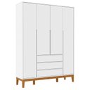Ver imagem 3 de Cômoda com Porta e Guarda Roupa Infantil Nature Clean 4 Portas Branco Soft Eco Wood - Matic