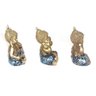 Trio buda decorativo Enfeite Resina bebê Meditando kit com 3 Budismo Sabedoria Monge Hindu Sábio Beb - 3