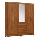 Ver imagem 2 de Guarda-Roupa Casal com Espelho 100% MDF 6 Portas 4 Gavetas 217x201cm Ópera Nogueira Touch