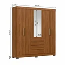 Ver imagem 3 de Guarda-Roupa Casal com Espelho 100% MDF 6 Portas 4 Gavetas 217x201cm Ópera Nogueira Touch