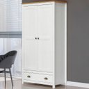 Ver imagem 1 de Guarda Roupa Solteiro 91cm 2 Portas 1 Gaveta Lázio Branco/freijó F07 - Mpozenato