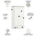 Ver imagem 3 de Guarda Roupa Solteiro 91cm 2 Portas 1 Gaveta Lázio Branco/freijó F07 - Mpozenato