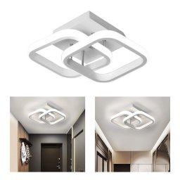 Lustre de Teto Led para Banheiro Preto Branco 24x20x12,5cm - Metal Branco - 2