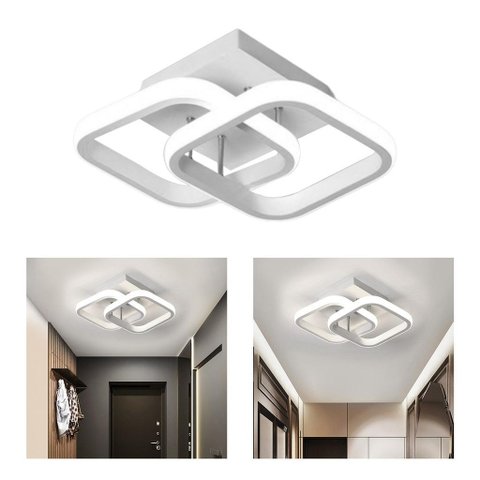 Lustre de Teto Led para Banheiro Preto Branco 24x20x12,5cm - Metal Branco