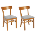 Ver imagem 1 de Cadeiras de Madeira Maciça Estofado Leka - Pizarro - 2un:mel/linho/gelo