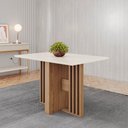 Ver imagem 1 de Mesa de Jantar Tampo Vidro 120cm 4 Lugares Canto Reto Leo Nature/Off White H02 - D'Rossi