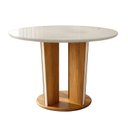 Ver imagem 2 de Mesa de Jantar 4 Lugares Redonda 135cm Tampo Vidro/MDF Ana Marrom/Cinamomo/Off White