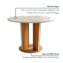 Ver mais imagens de Mesa de Jantar 4 Lugares Redonda 135cm Tampo Vidro/MDF Ana Marrom/Cinamomo/Off White