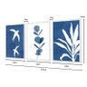 Kit 3 Quadros Decorativos para Sala Azul Boho Passáros Natureza Abstrato Moderno - 3