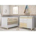 Ver imagem 2 de Jogo de Quarto Infantil Rope Cômoda com Porta e Berço Natural/branco Soft - Matic Móveis