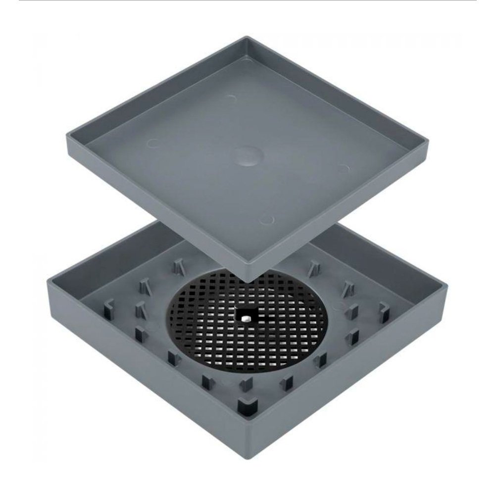 Ralo Oculto com Tela 10x10 Quadrado Cinza Platina - 1