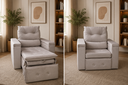 Ver imagem 2 de Poltrona Do Papai Retrátil Reclinável Suede Bege Conforto - Larbelle