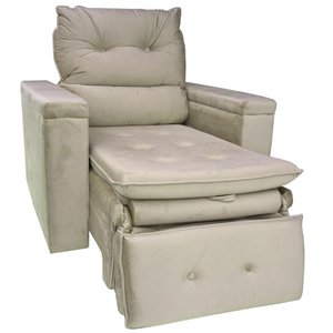 Poltrona Do Papai Retrátil Reclinável Suede Bege Conforto - Larbelle
