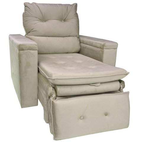 Poltrona Do Papai Retrátil Reclinável Suede Bege Conforto - Larbelle