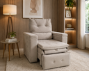 Ver imagem 1 de Poltrona Do Papai Retrátil Reclinável Suede Bege Conforto - Larbelle