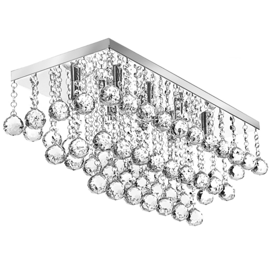 Lustre De Cristal Para Sala de Estar E Jantar, Com Base de Inox 50x22cm, Com 35Cm De Altura - 2