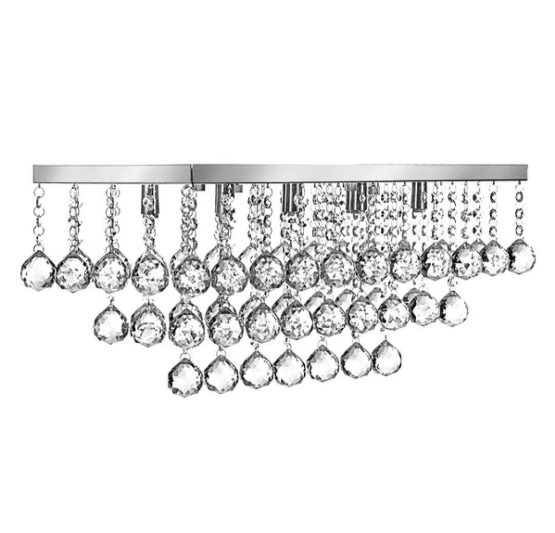 Lustre De Cristal Para Sala de Estar E Jantar, Com Base de Inox 50x22cm, Com 35Cm De Altura