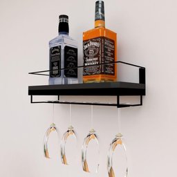 Adega Bar Bebida com Porta Taça 65 Cm Preto - 5