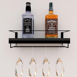 Adega Bar Bebida com Porta Taça 65 Cm Preto - 2