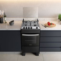 Fogão 4 Bocas Preto com Mesa Inox Atlas Atenas Bivolt - 6