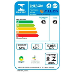 Fogão 4 Bocas Preto com Mesa Inox Atlas Atenas Bivolt - 7